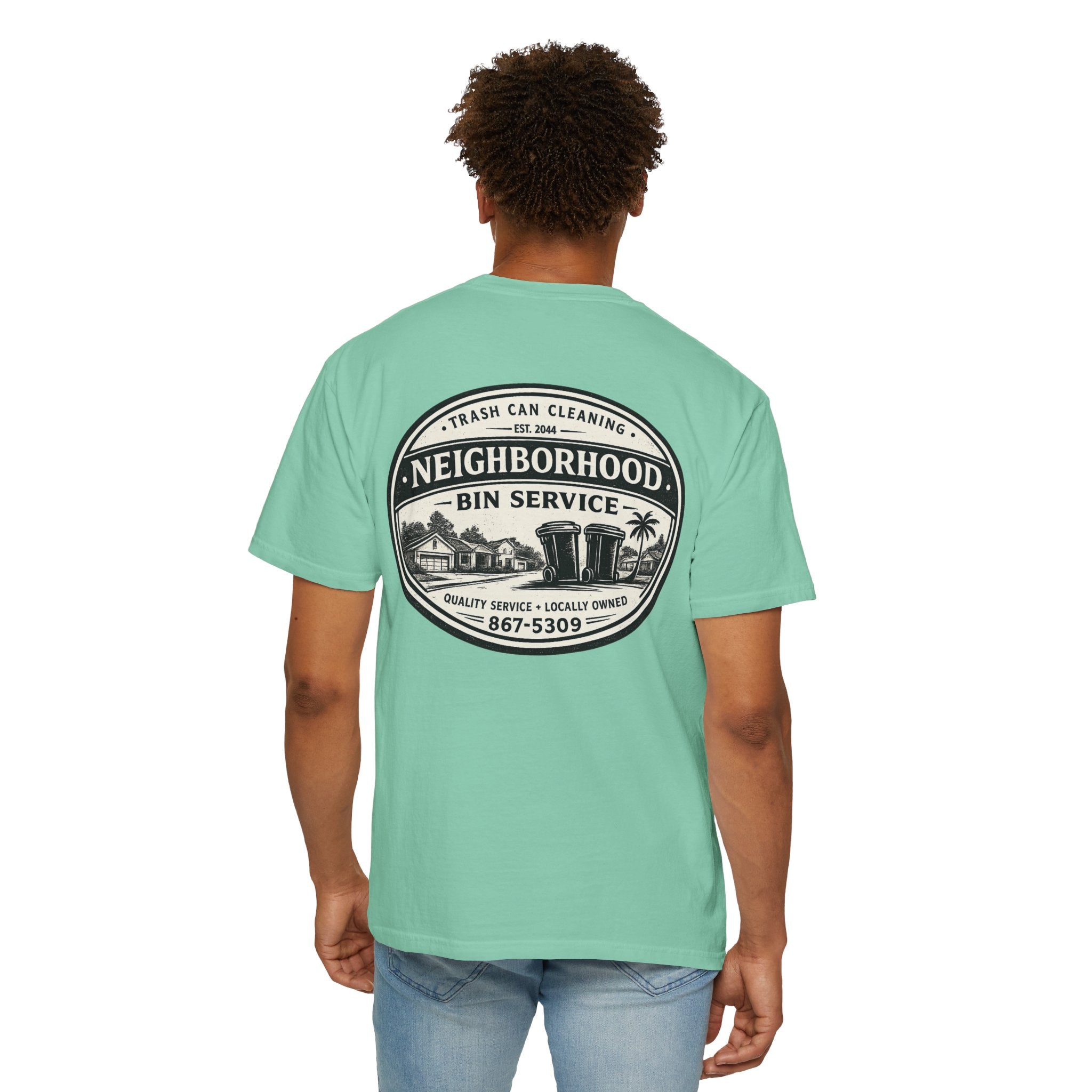 Neighborhood Bin Service T-shirt | Trash Can Cleaning Vintage Logo