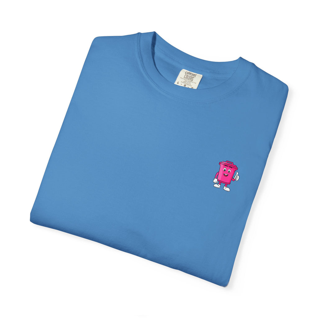 Mr. Clean Cans mountain logo T-shirt | retro stripes, trash can mascot