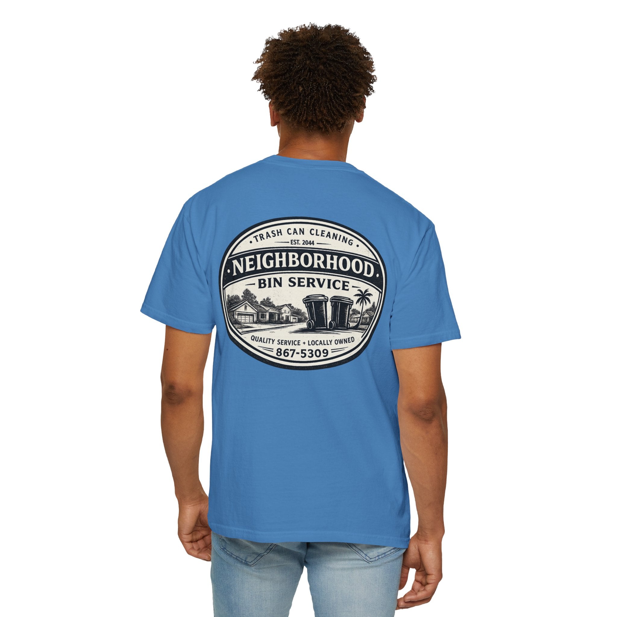 Neighborhood Bin Service T-shirt | Trash Can Cleaning Vintage Logo