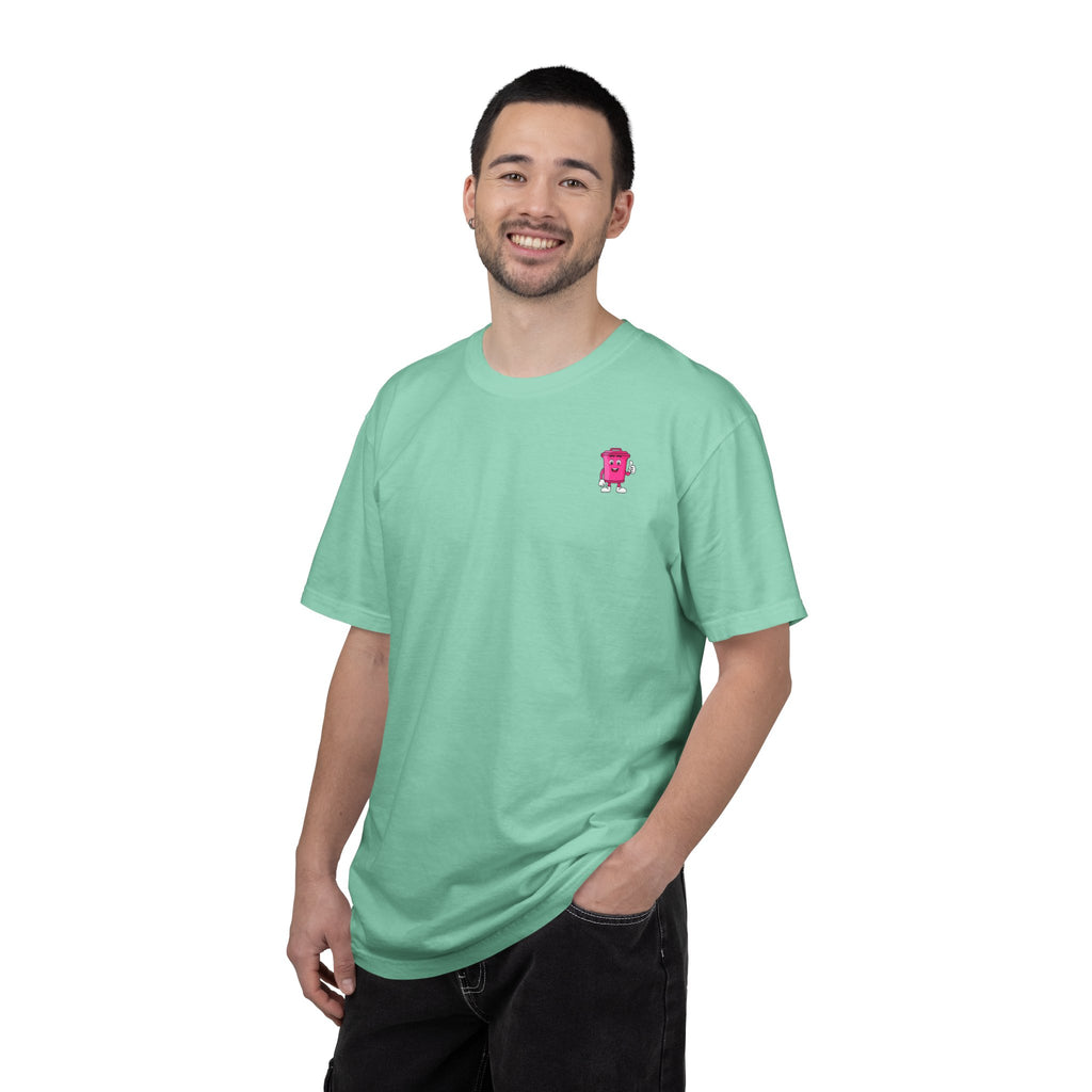 Nice Cans graphic T-shirt | pink blue retro text