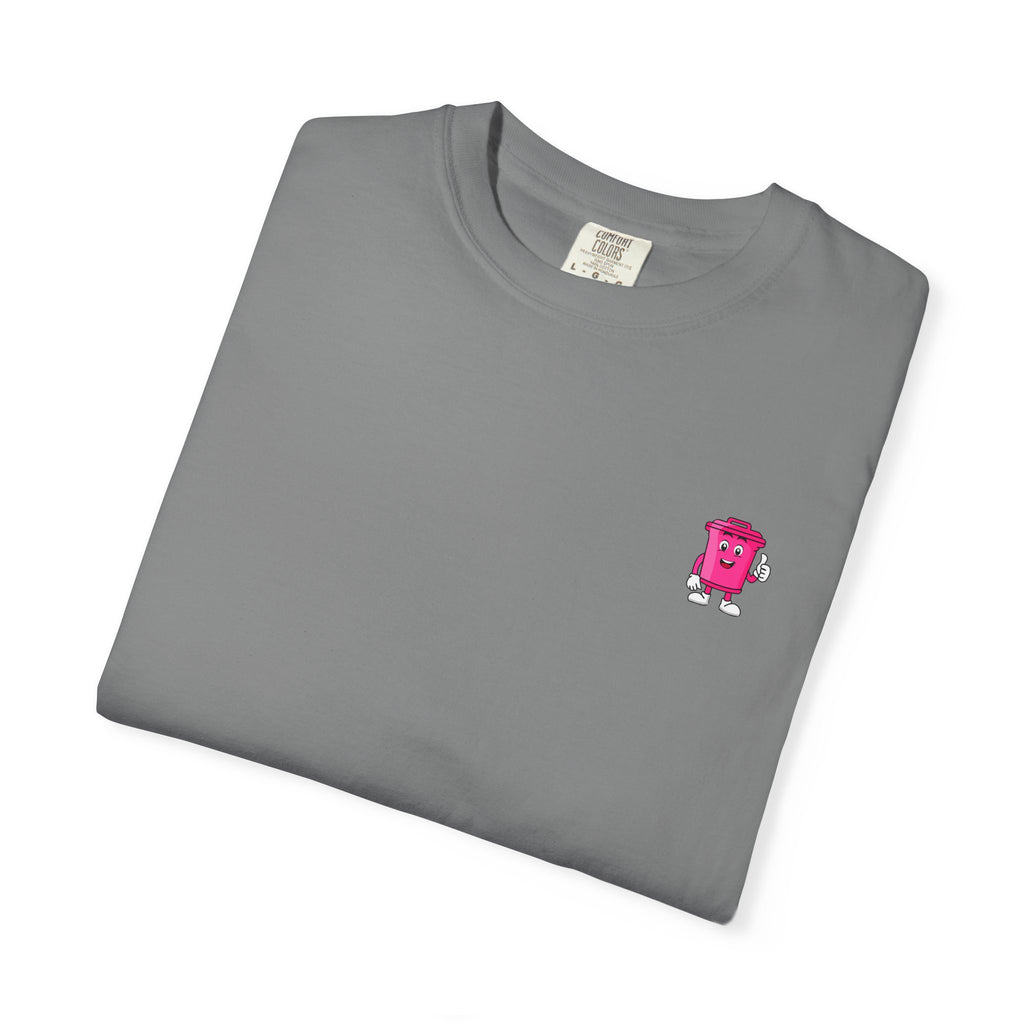 Mr. Clean Cans mountain logo T-shirt | retro stripes, trash can mascot