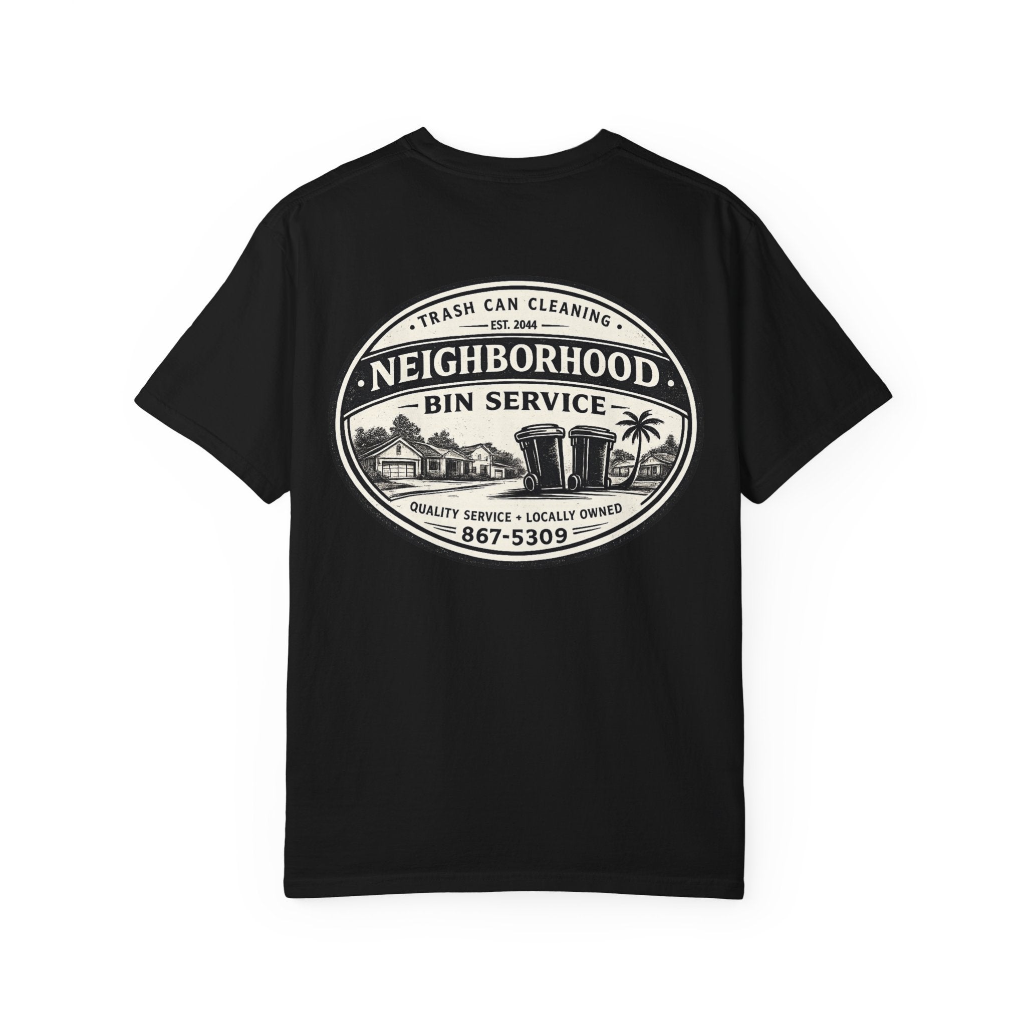 Neighborhood Bin Service T-shirt | Trash Can Cleaning Vintage Logo