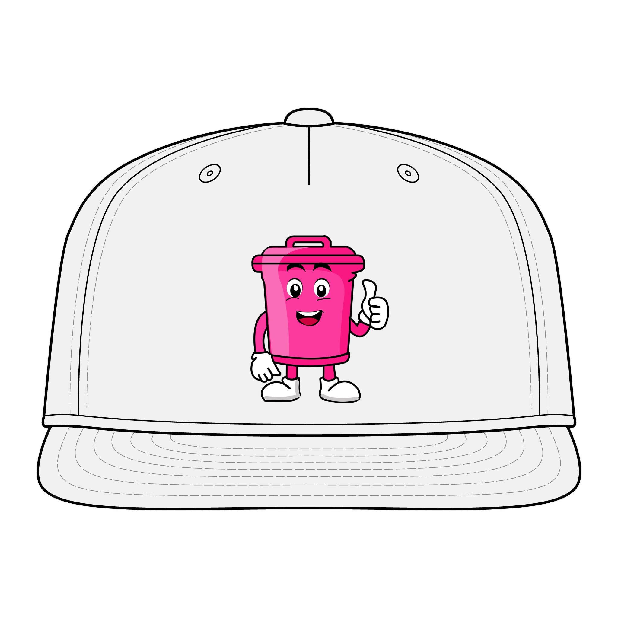 Pink Trash Can Character Cap | Cartoon Garbage Can Snapback