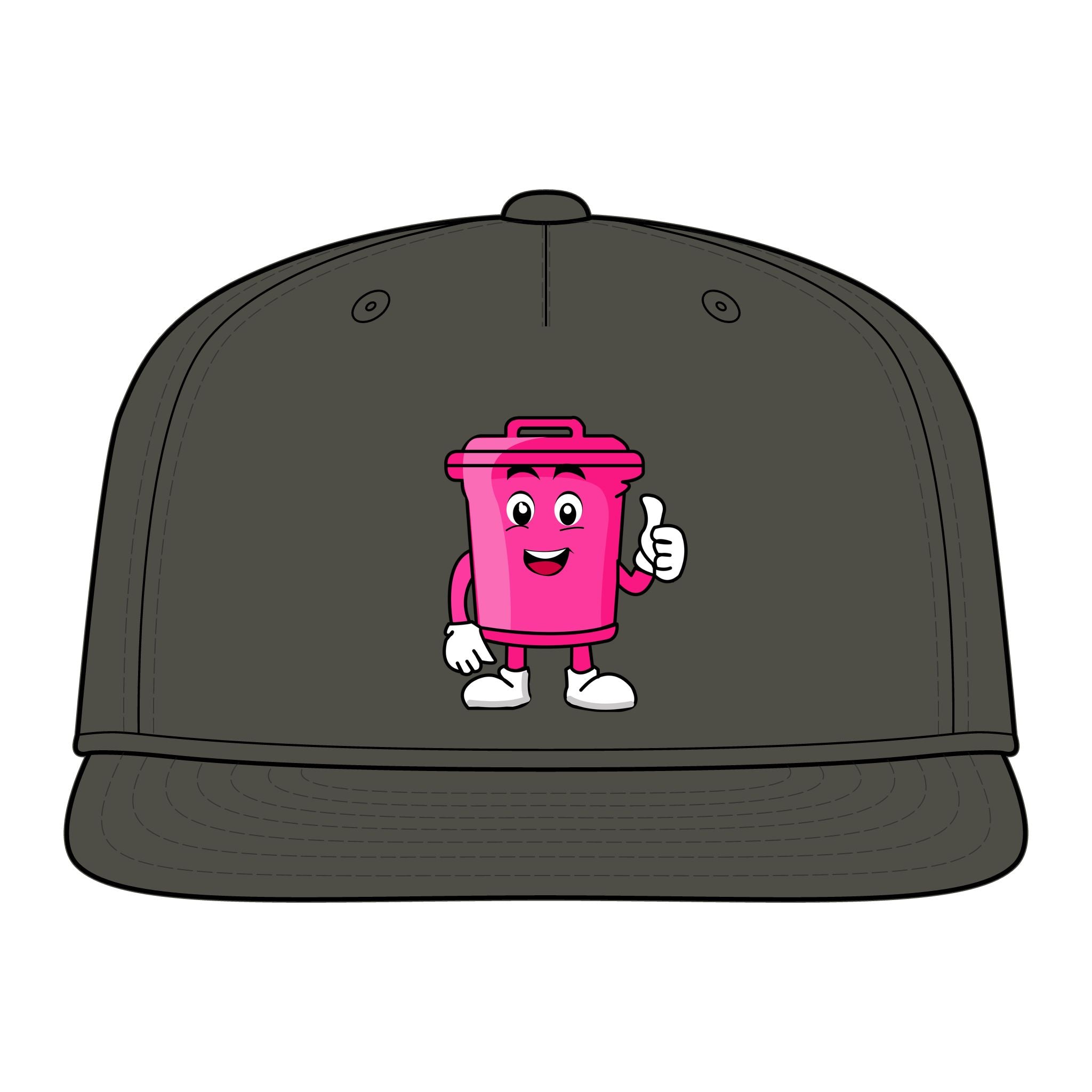 Pink Trash Can Character Cap | Cartoon Garbage Can Snapback