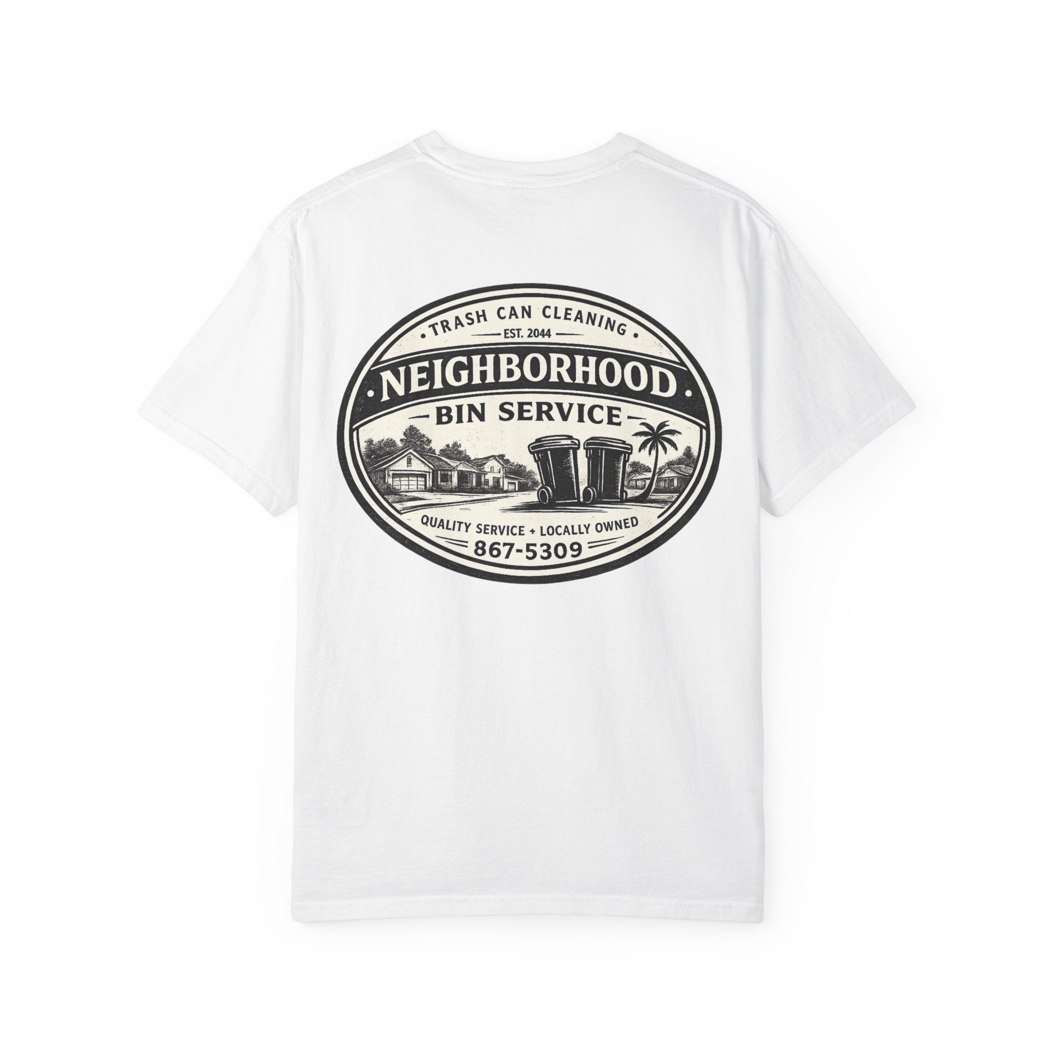 Neighborhood Bin Service T-shirt | Trash Can Cleaning Vintage Logo