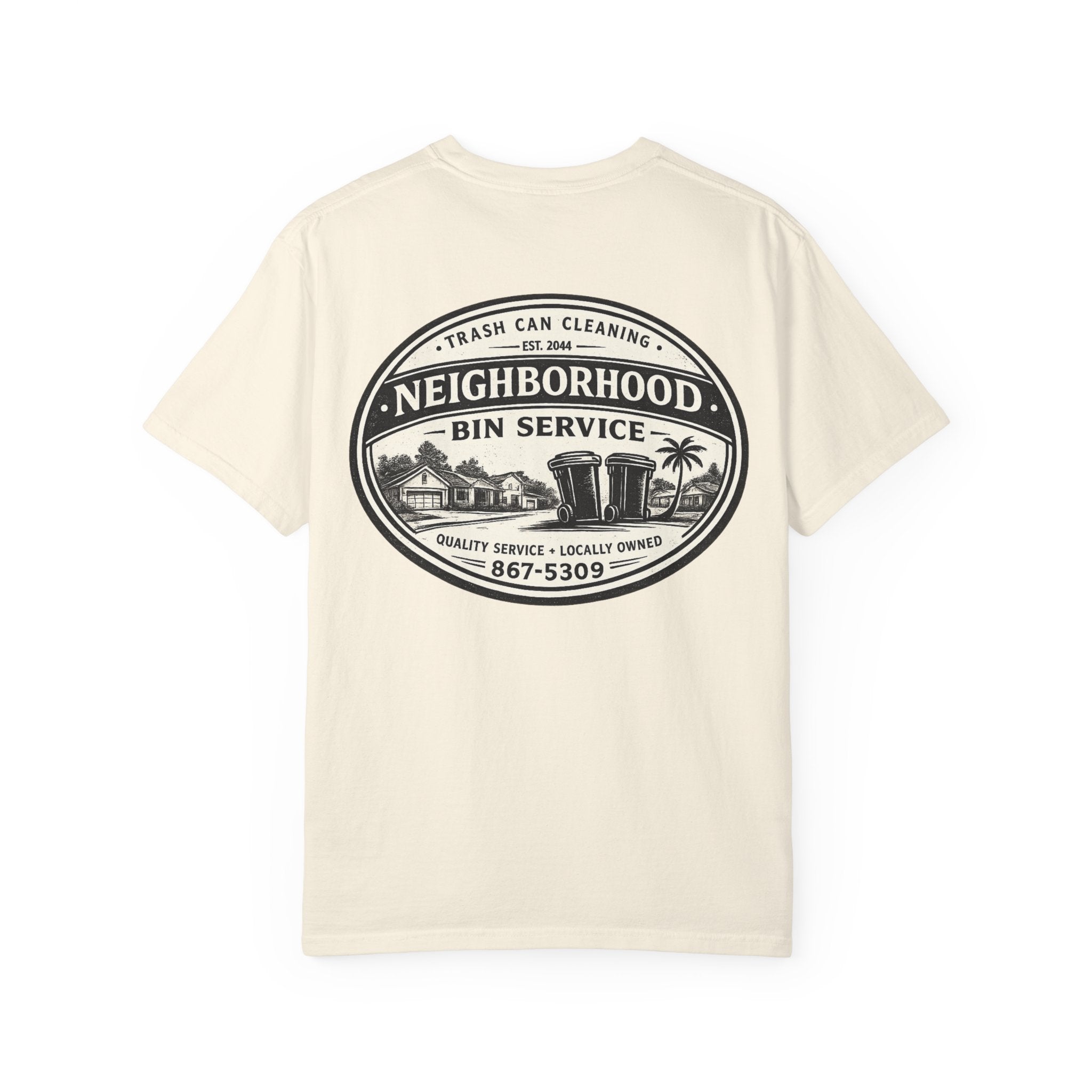 Neighborhood Bin Service T-shirt | Trash Can Cleaning Vintage Logo