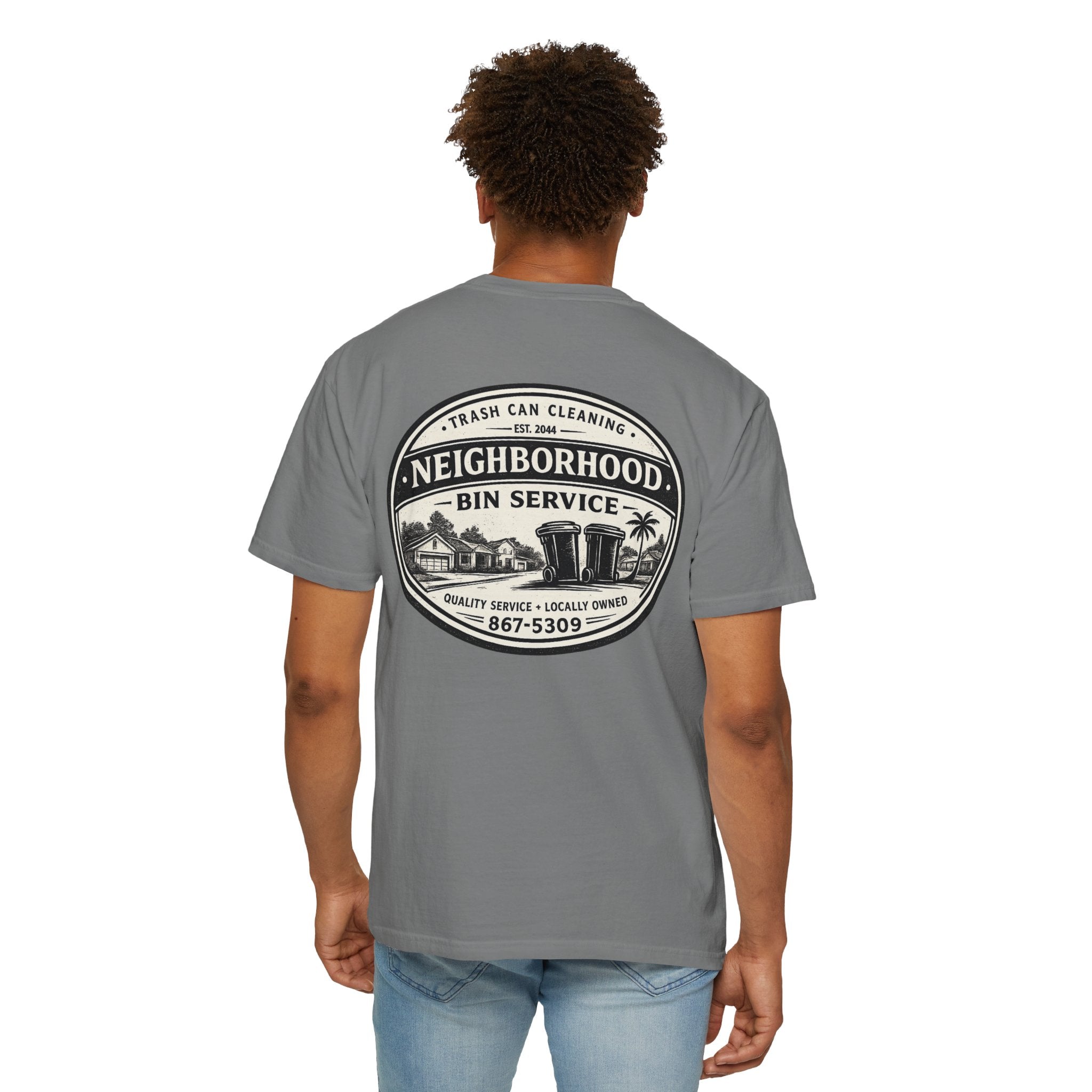 Neighborhood Bin Service T-shirt | Trash Can Cleaning Vintage Logo