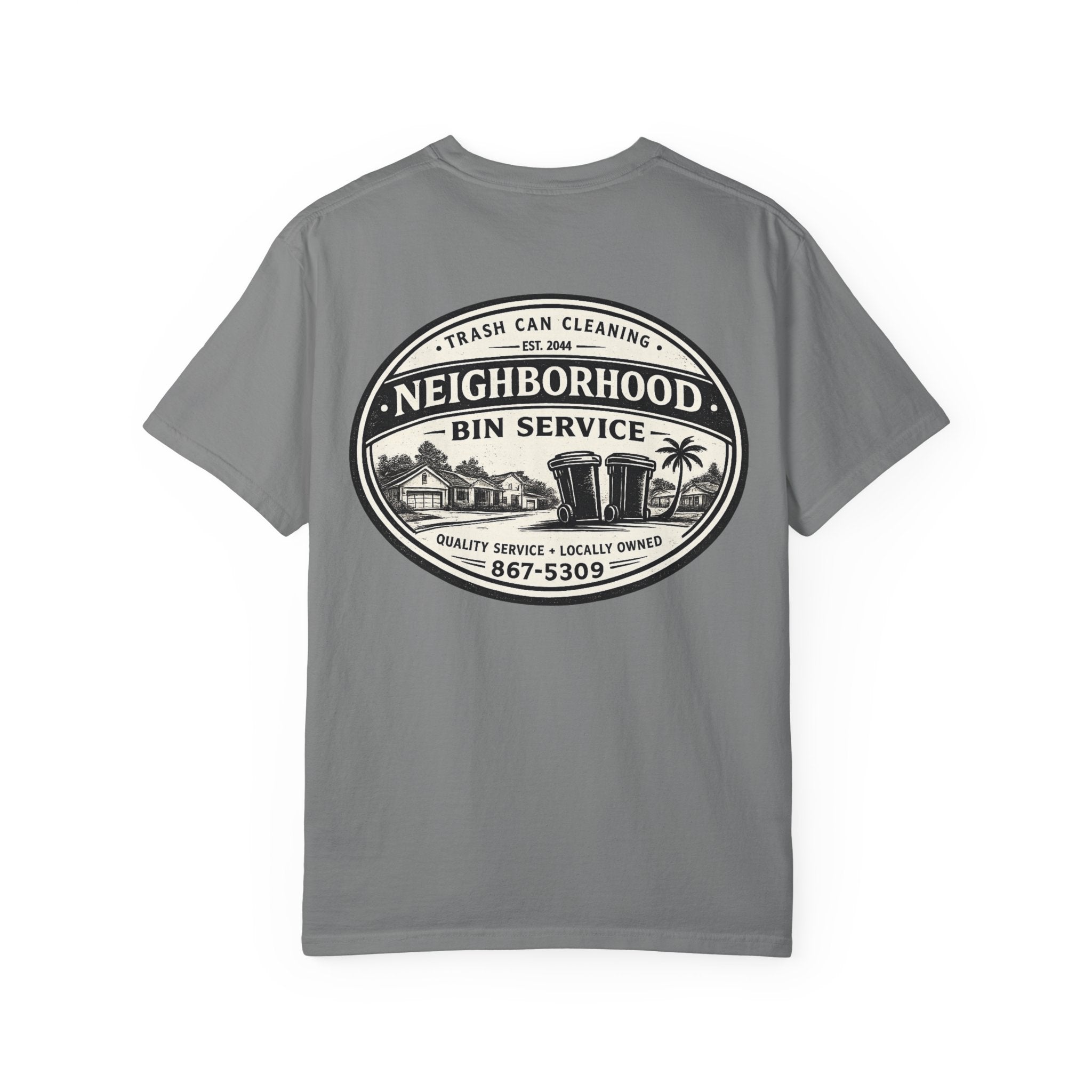 Neighborhood Bin Service T-shirt | Trash Can Cleaning Vintage Logo