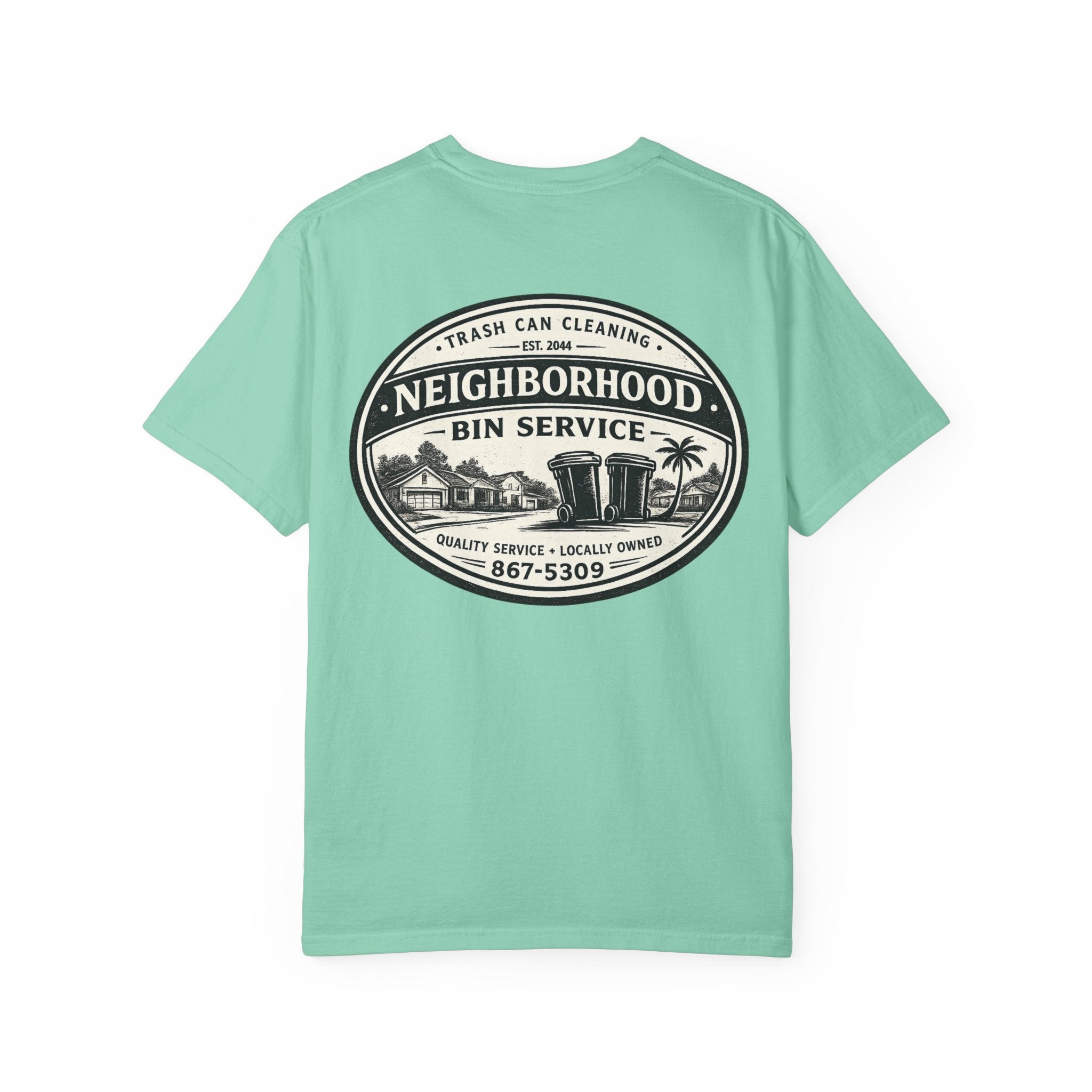 Neighborhood Bin Service T-shirt | Trash Can Cleaning Vintage Logo