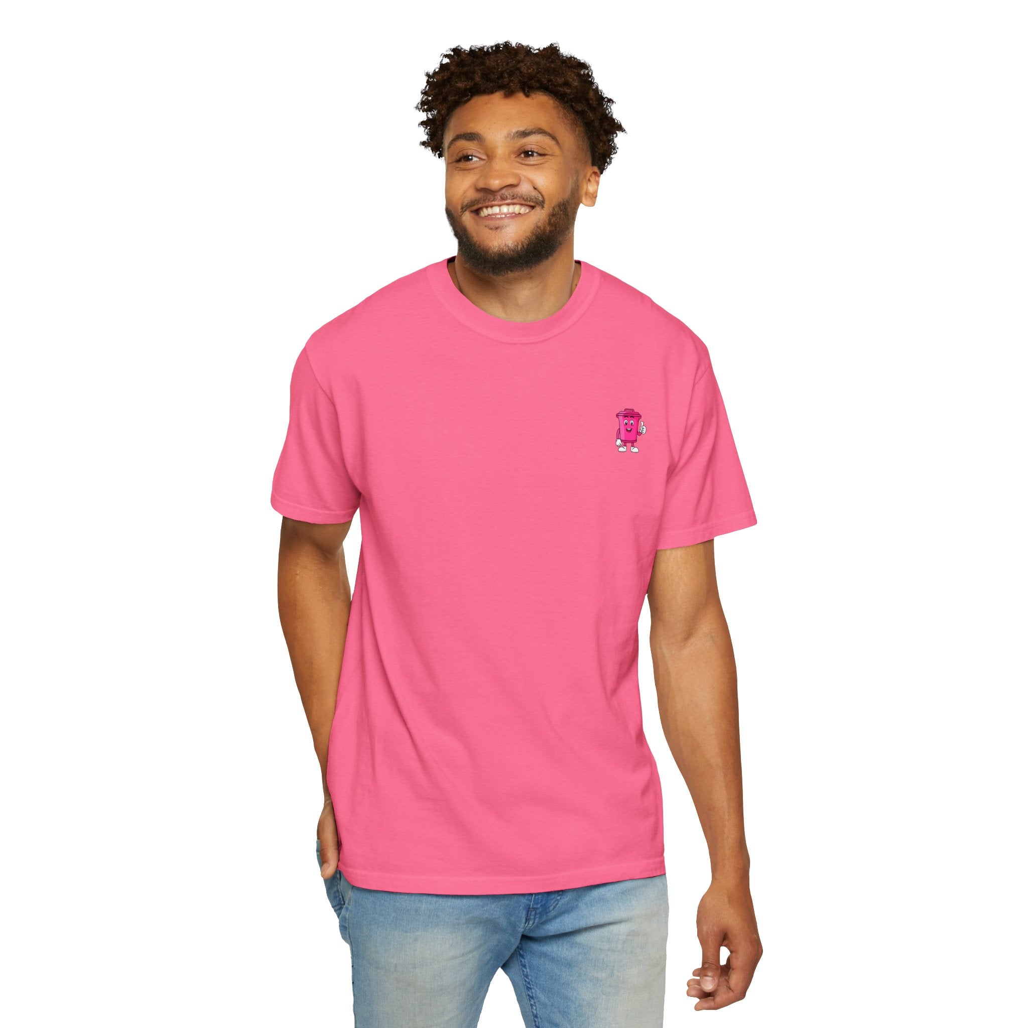 Mr. Clean Cans mountain logo T-shirt | retro stripes, trash can mascot