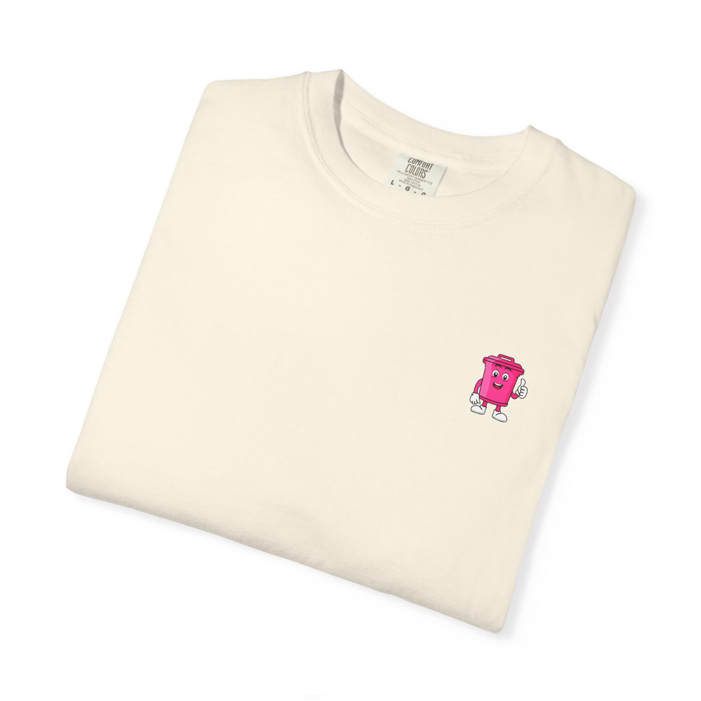 Mr. Clean Cans mountain logo T-shirt | retro stripes, trash can mascot